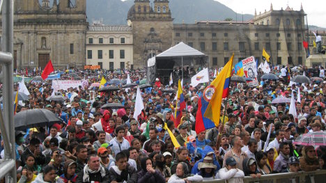 Marcha patriotica en plaza de Bolivar Bogota
