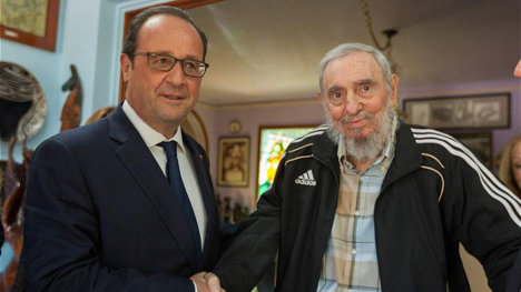 Francois Hollande y Fidel Castro