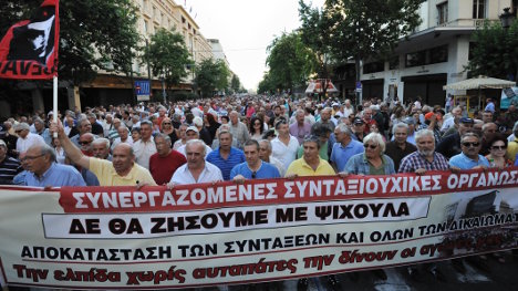 Manifestación en Atenas por el no